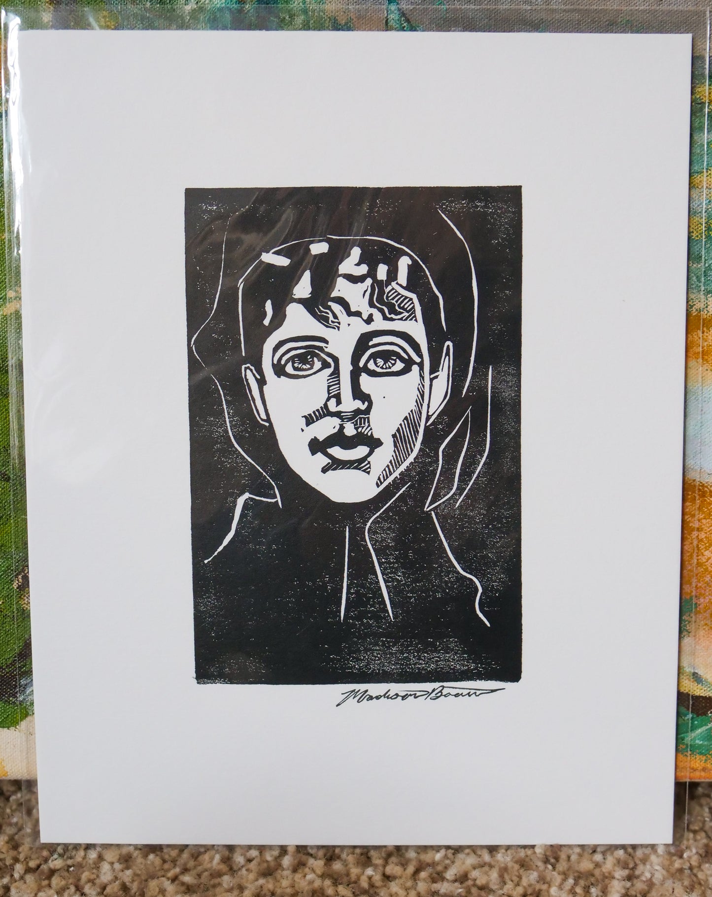 Museum Portrait Lino Print