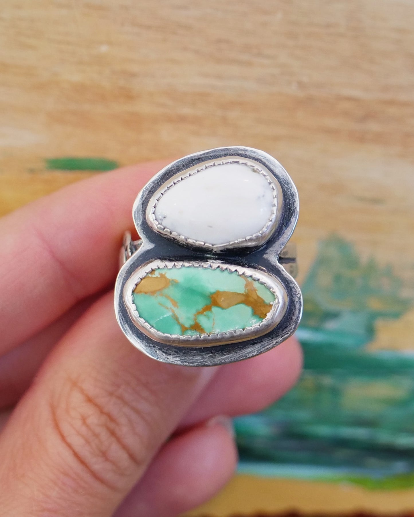 Mountain Ring, White Buffalo and Kings Manassa, Size 8.25