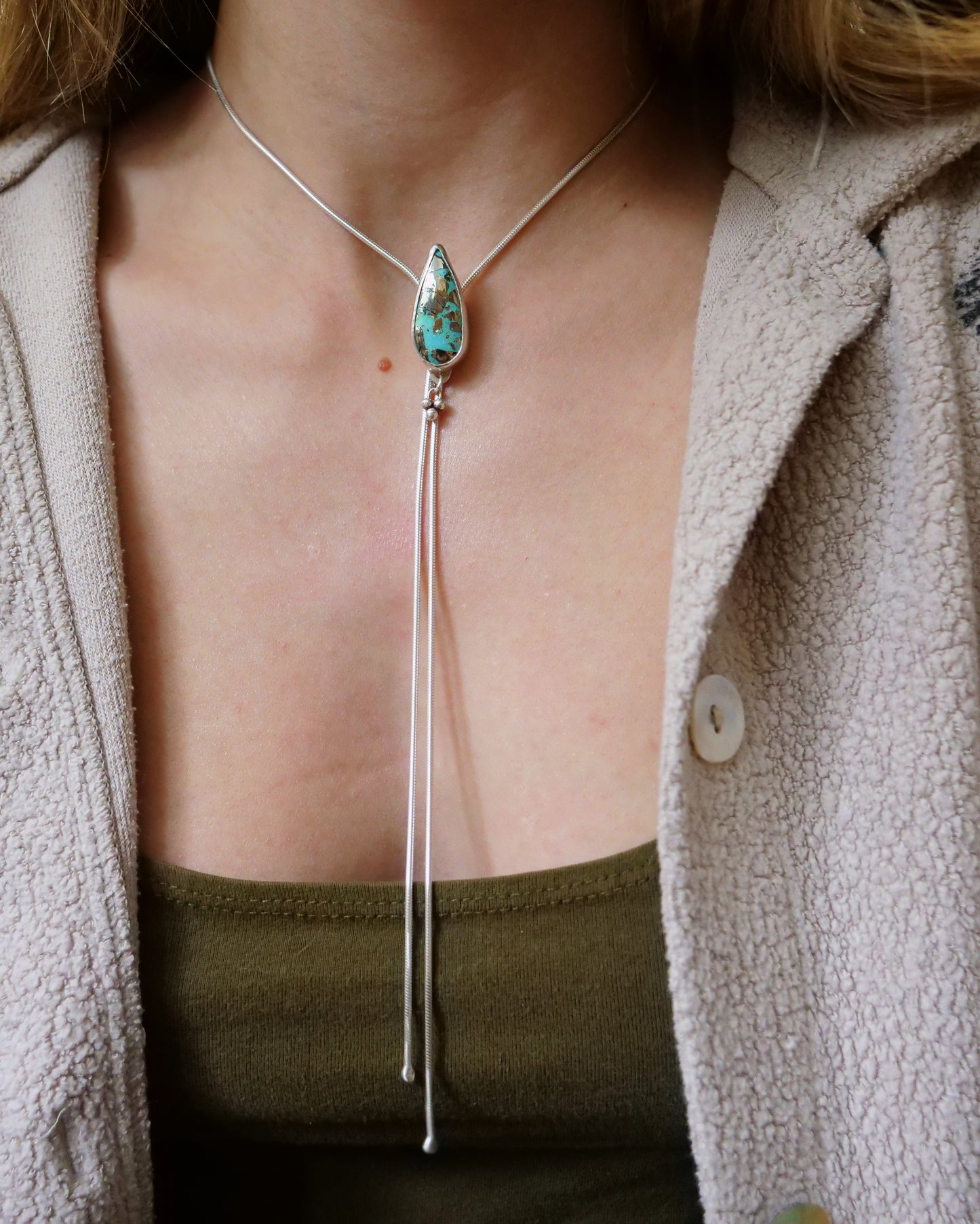 Pyrite in Turquoise Bolo